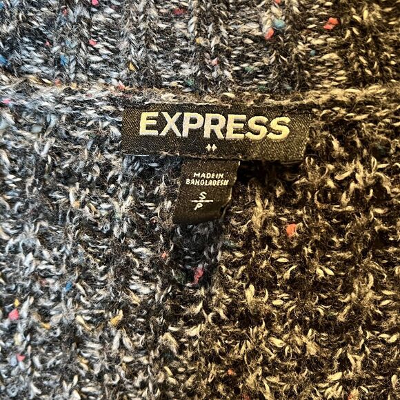Express‎ Womens Cardigan Small Black/Gray Speckled Open Front Long Sleeve - Picture 5 of 8